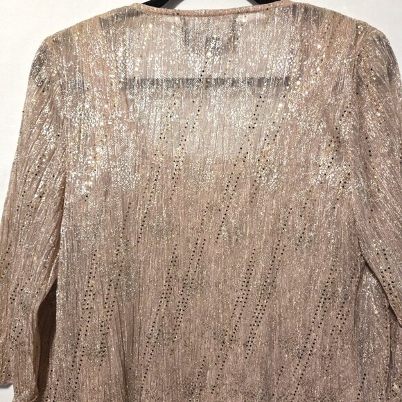 Alex Evenings Twinset Champagne Metallic Knit Size SP - Picture 2 of 7